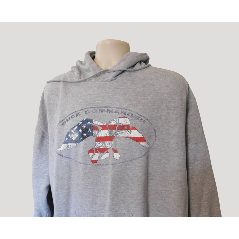 Duck Commander Hoodie Sweatshirt XL Gray American Flag Duck Commander Logo - Picture 2 of 8
